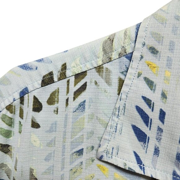 Tommy Bahama Mens XL IslandZone Button Up Shirt Blue Geometric Print Collared - Picture 5 of 16